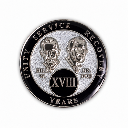 Silver Glitter Founders Triplate AA Chip - 18 Years