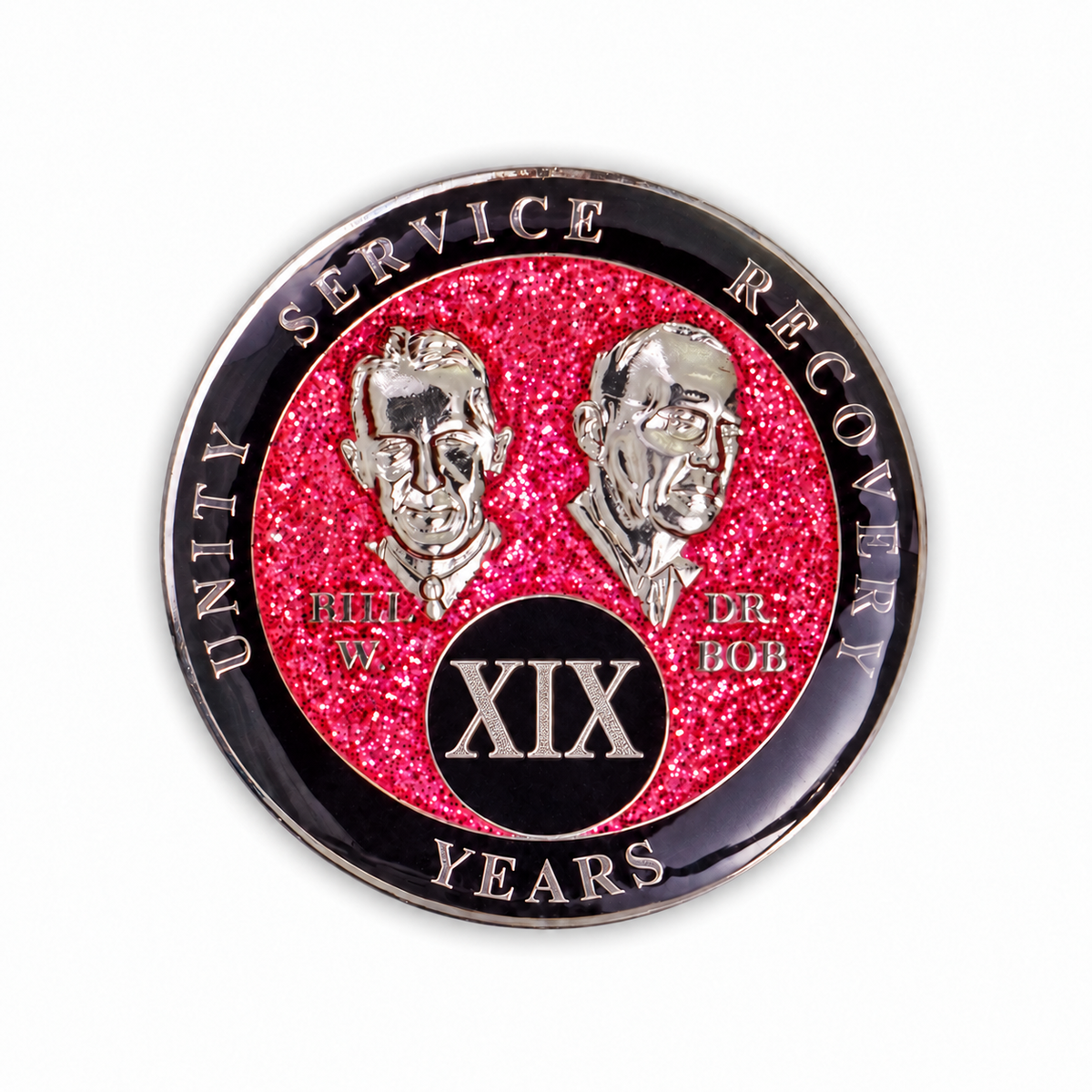 Pink Glitter Founders Triplate AA Chip - 19 Years