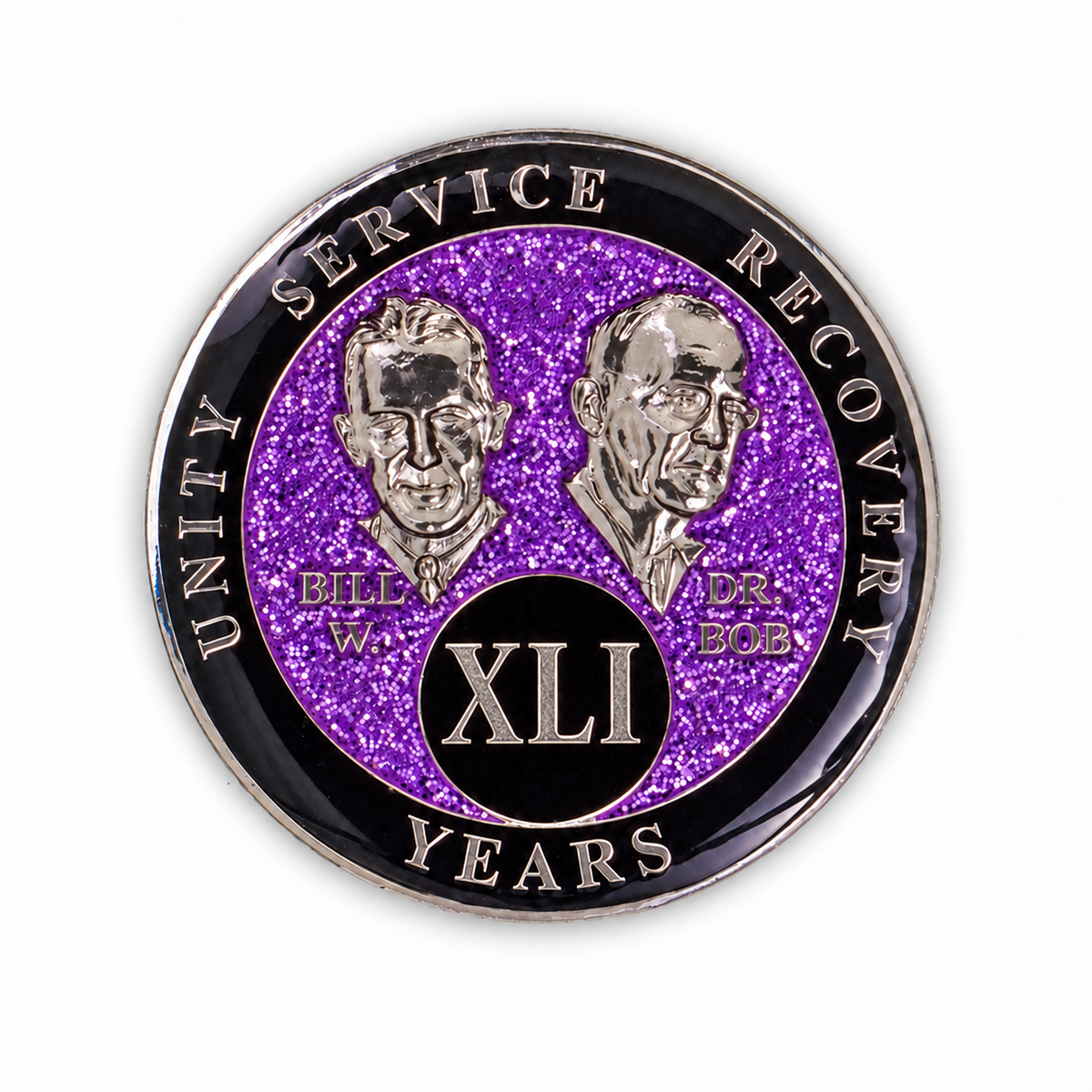 Purple Glitter Founders Triplate AA Chip - 41 Years