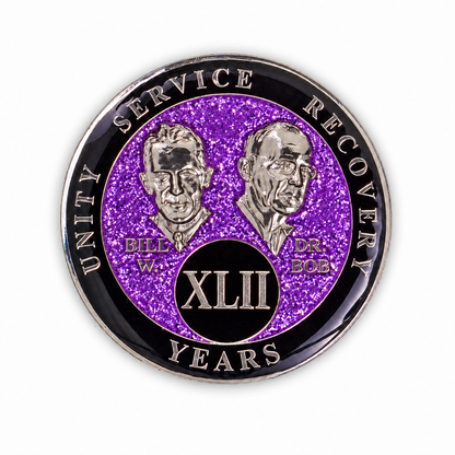 Purple Glitter Founders Triplate AA Chip - 42 Years