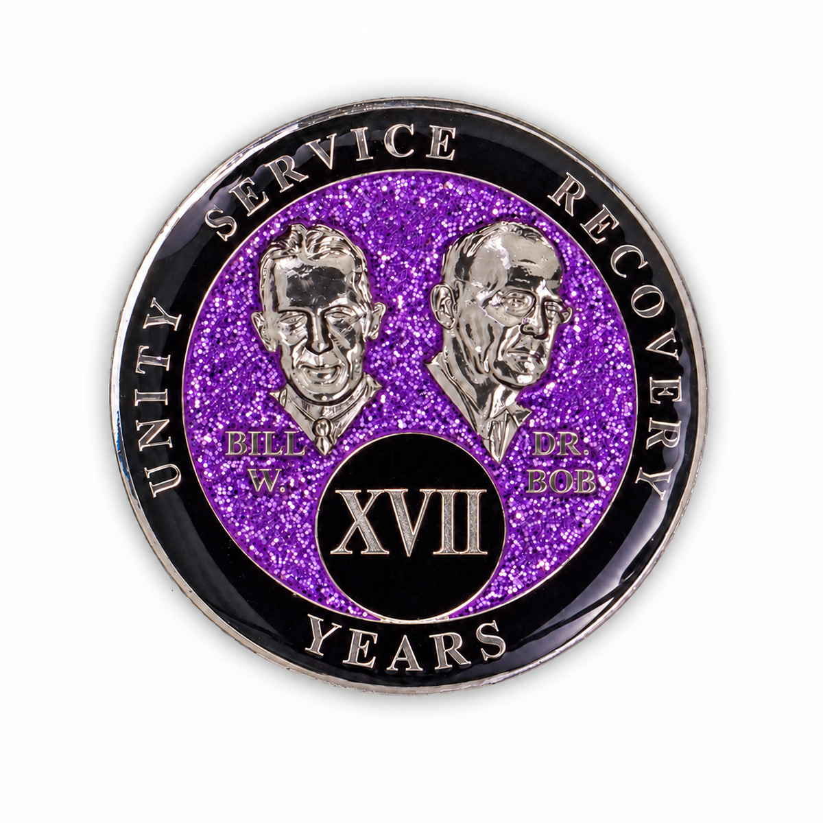 Purple Glitter Founders Triplate AA Chip - 17 Years
