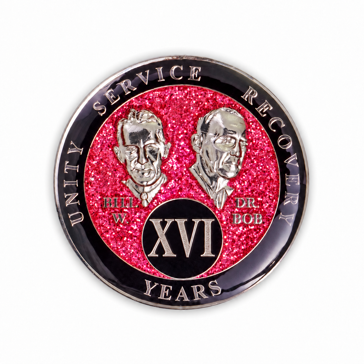 Pink Glitter Founders Triplate AA Chip - 16 Years