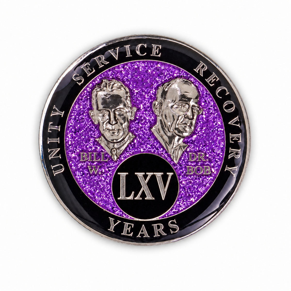 Purple Glitter Founders Triplate AA Chip - 65 Years