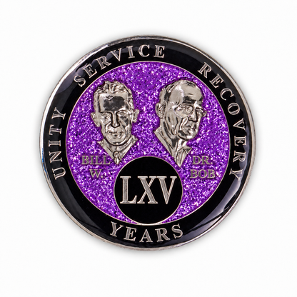 Purple Glitter Founders Triplate AA Chip - 65 Years
