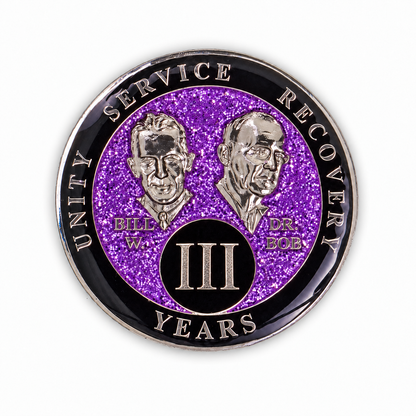 Purple Glitter Founders Triplate AA Chip - 3 Years