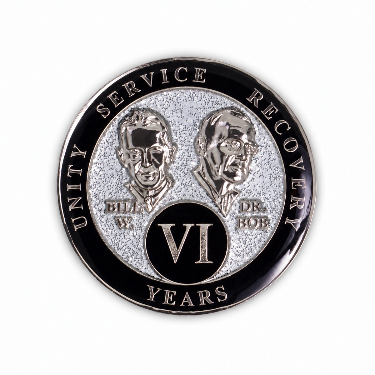 Silver Glitter Founders Triplate AA Chip - 6 Years
