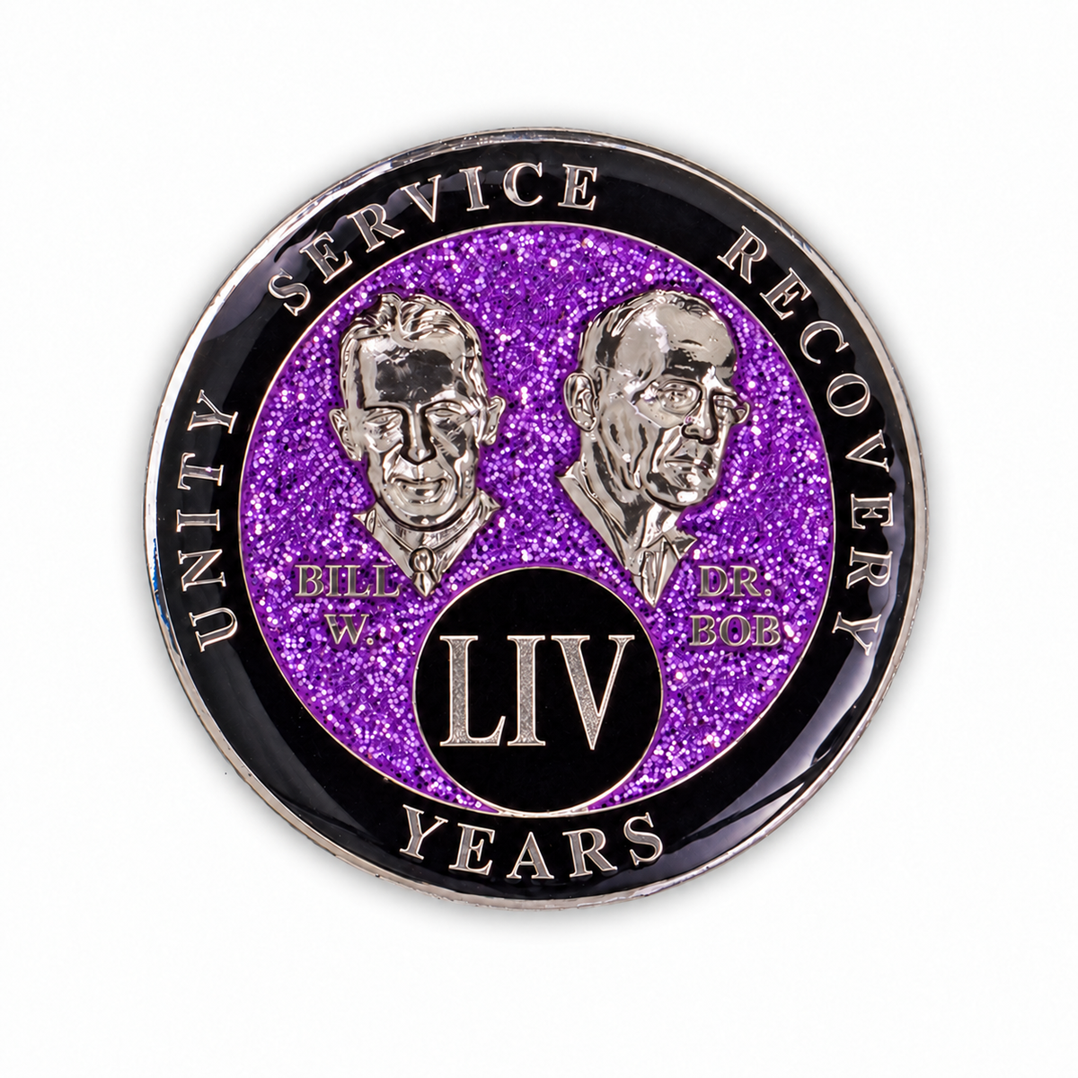 Purple Glitter Founders Triplate AA Chip - 54 Years
