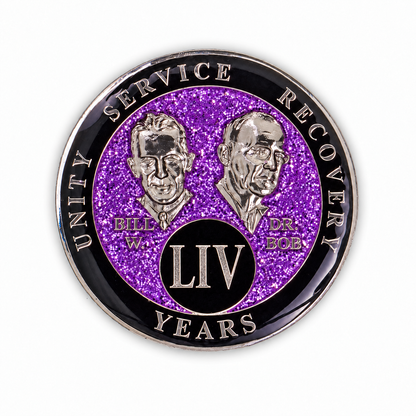 Purple Glitter Founders Triplate AA Chip - 54 Years