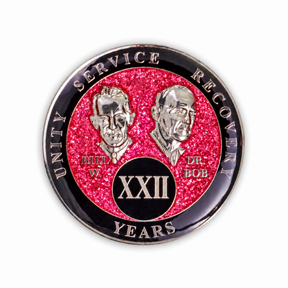 Pink Glitter Founders Triplate AA Chip - 22 Years