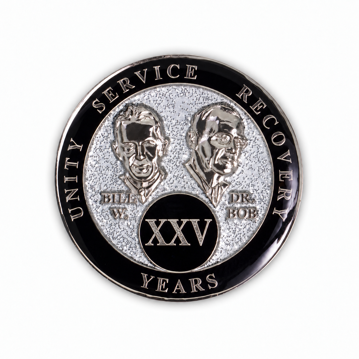 Silver Glitter Founders Triplate AA Chip - 25 Years