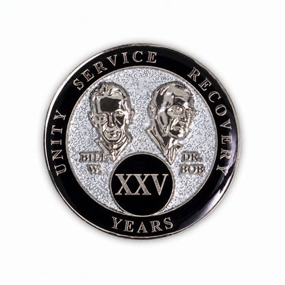 Silver Glitter Founders Triplate AA Chip - 25 Years