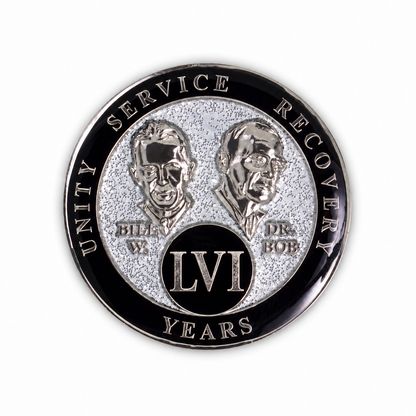 Silver Glitter Founders Triplate AA Chip - 56 Years