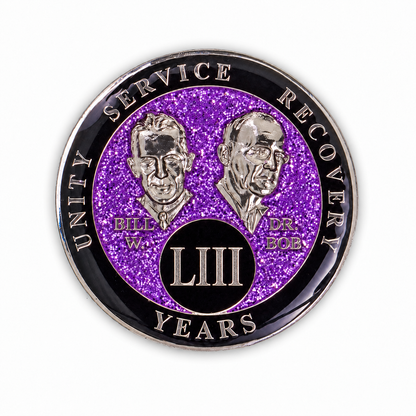 Purple Glitter Founders Triplate AA Chip - 53 Years