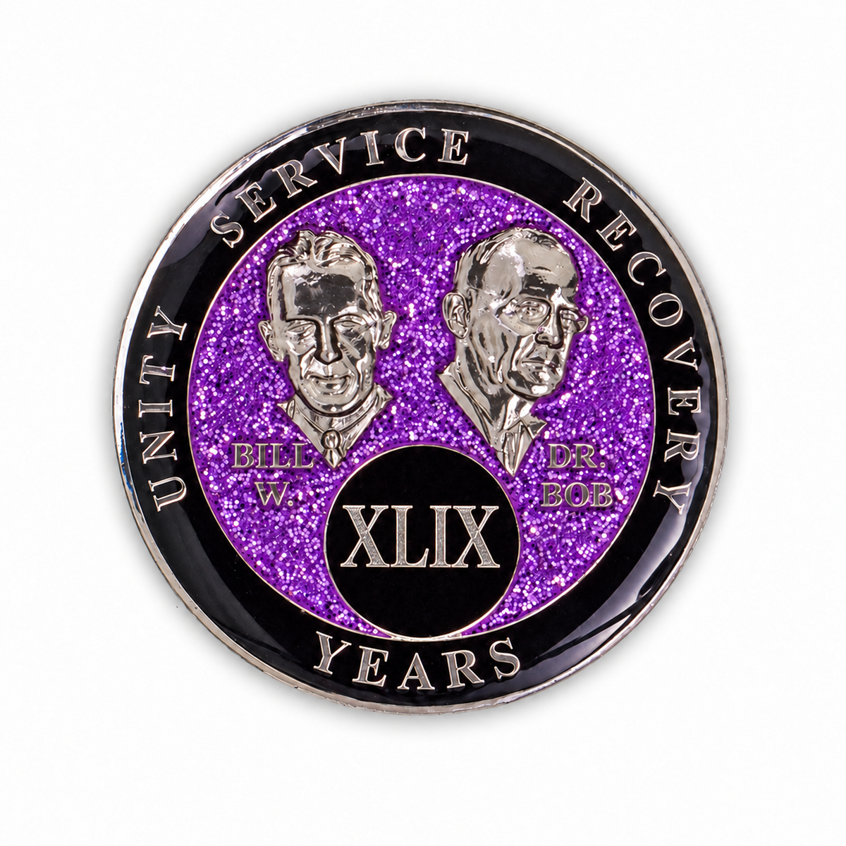 Purple Glitter Founders Triplate AA Chip - 49 Years