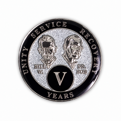 Silver Glitter Founders Triplate AA Chip - 5 Years