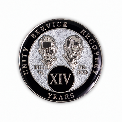 Silver Glitter Founders Triplate AA Chip - 14 Years