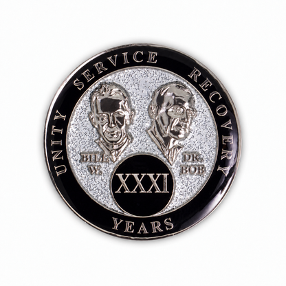 Silver Glitter Founders Triplate AA Chip - 31 Years