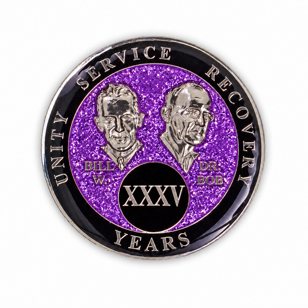 Purple Glitter Founders Triplate AA Chip - 35 Years
