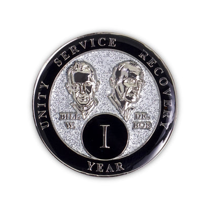 Silver Glitter Founders Triplate AA Chip - 1 Year