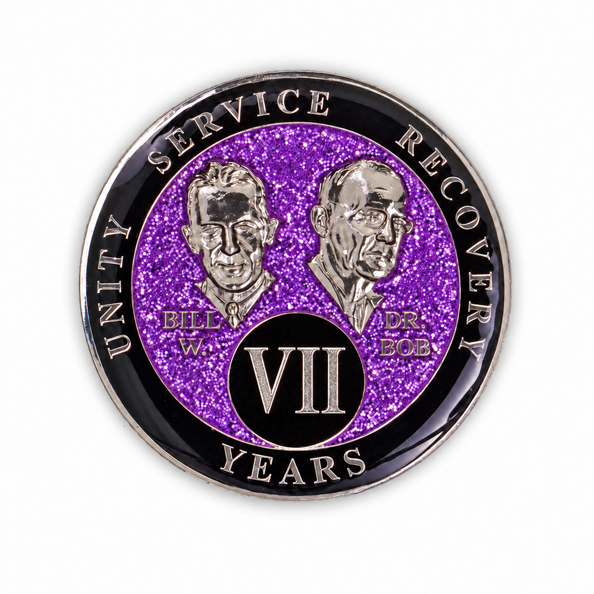 Purple Glitter Founders Triplate AA Chip - 7 Years