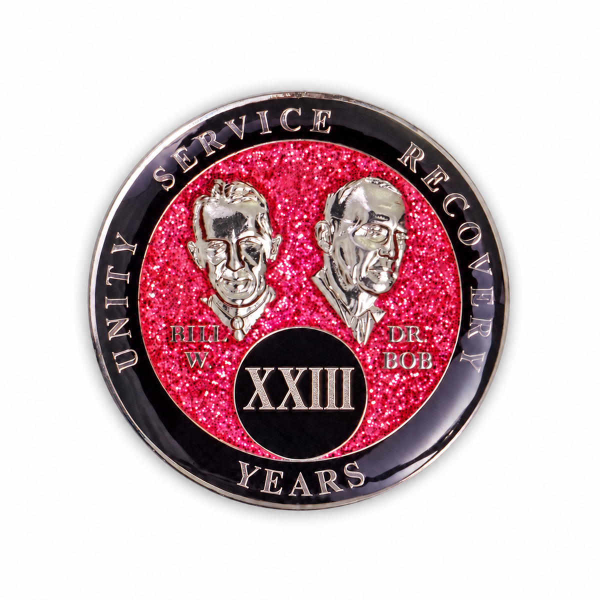 Pink Glitter Founders Triplate AA Chip - 23 Years