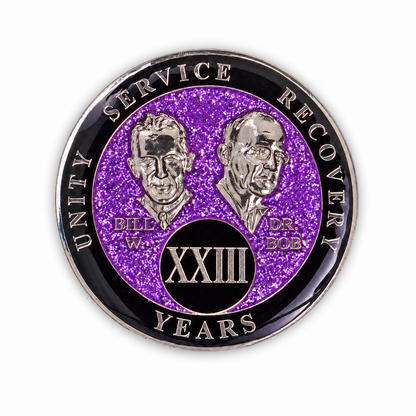 Purple Glitter Founders Triplate AA Chip - 23 Years