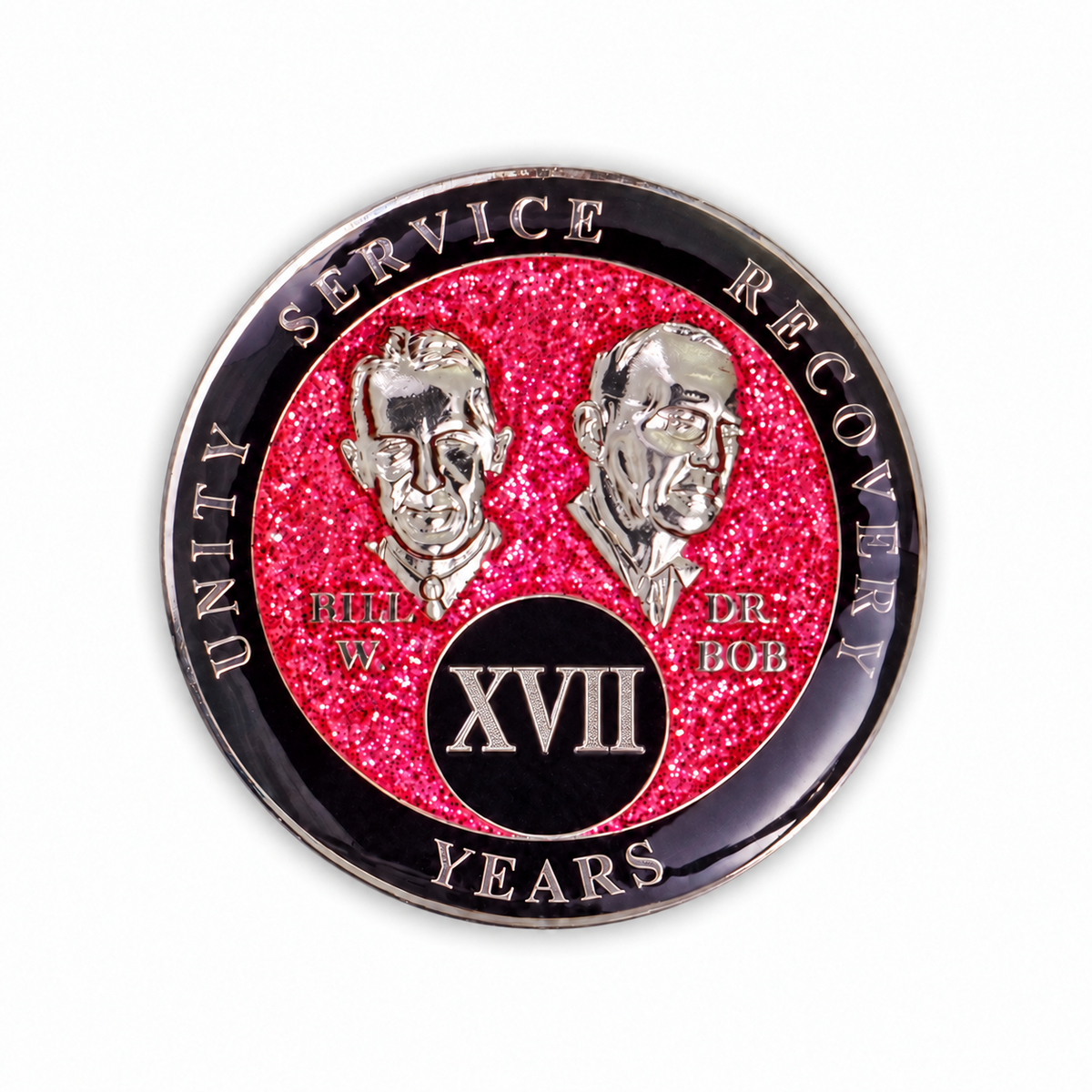 Pink Glitter Founders Triplate AA Chip - 17 Years