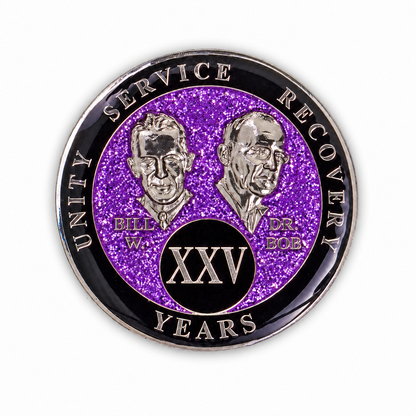Purple Glitter Founders Triplate AA Chip - 25 Years