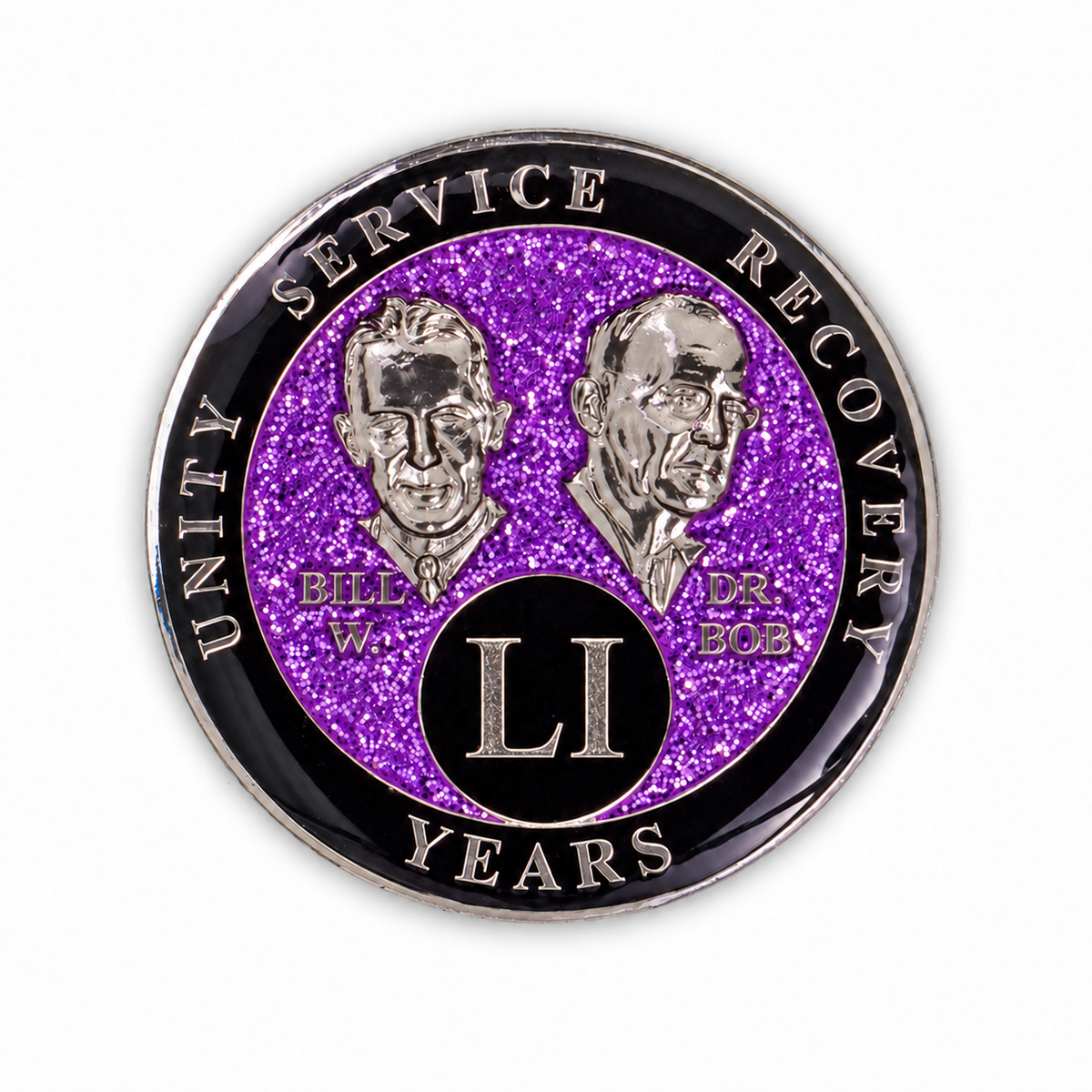 Purple Glitter Founders Triplate AA Chip - 51 Years