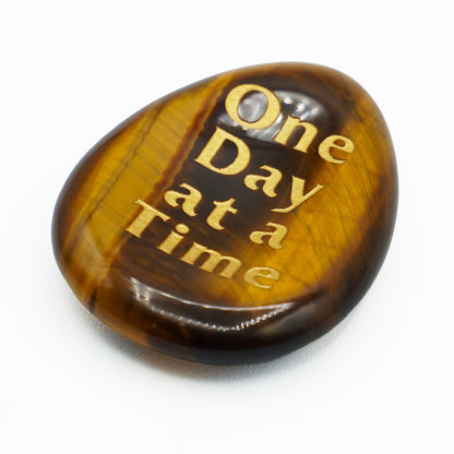 Tiger's Eye One Day at a Time Sobriety Stone