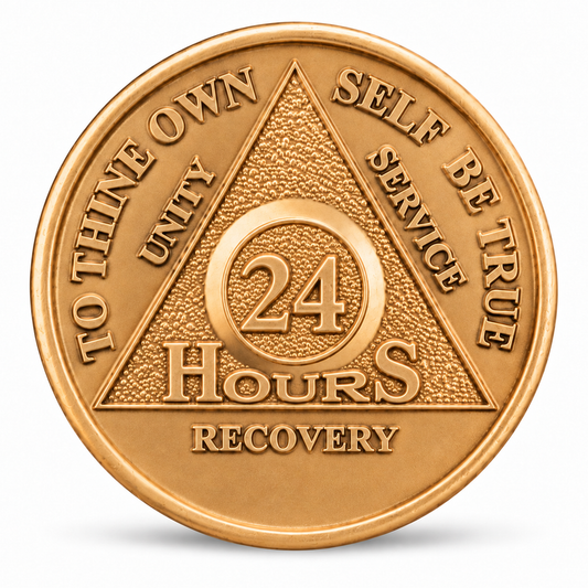 Wendells bronze AA 24 hours recovery coin