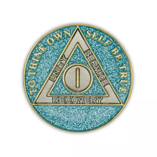 Blue Glitter Triplate AA Chips - The Token Shop