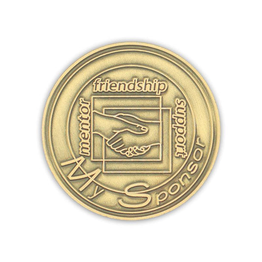 My Sponsor Mentor Friendship Support Bronze Affirmation Medallions - The Token Shop