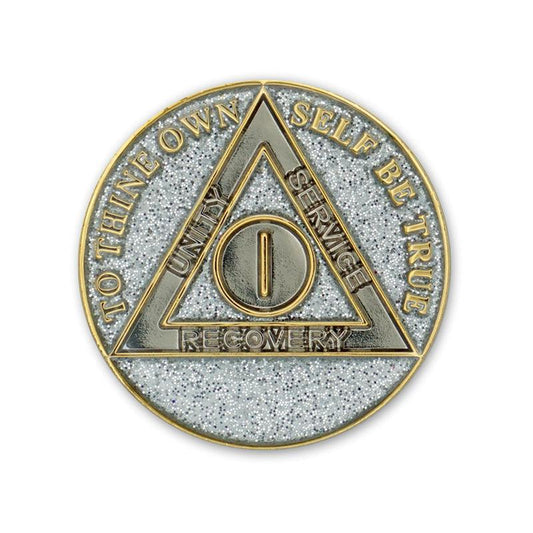 Silver Glitter Triplate AA Chips - The Token Shop